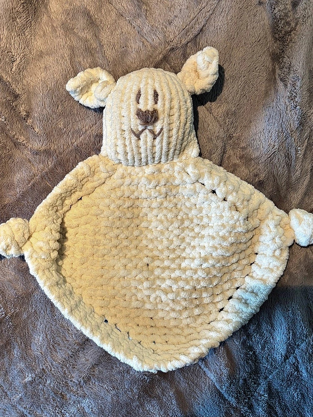 Knit Puppy Toddler or Baby Crocheted Lovey cream